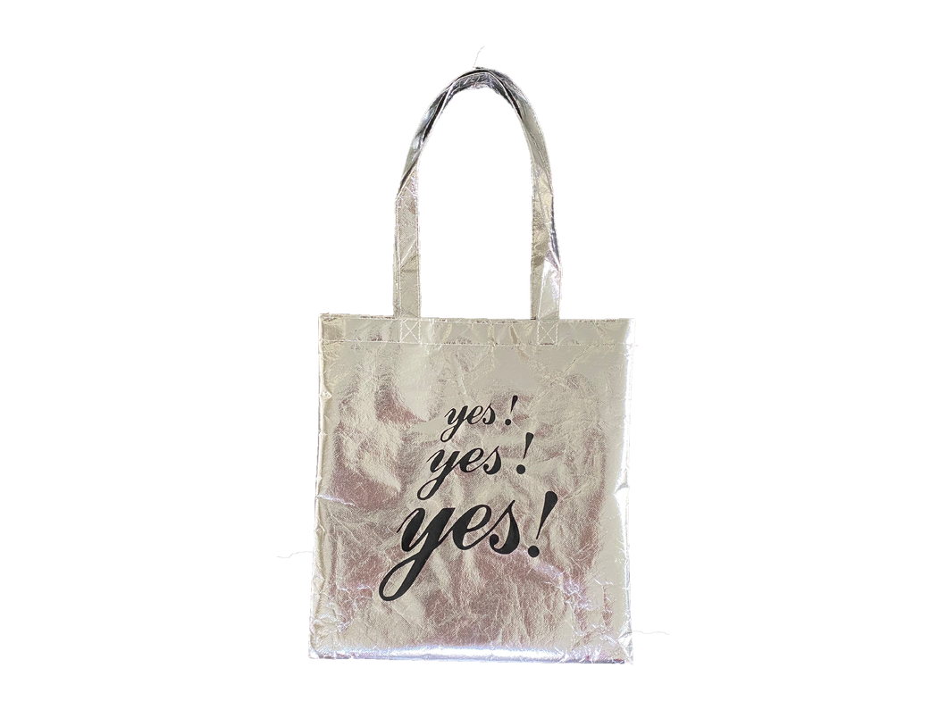 YES YES YES SMALL SILVER SHOPPING TOTE